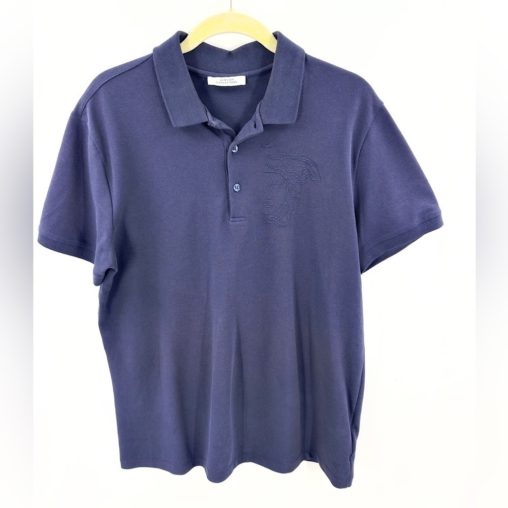 Versace Collection Polo Shirt Mens Medium Embroidery Logo Designer Luxury Preppy